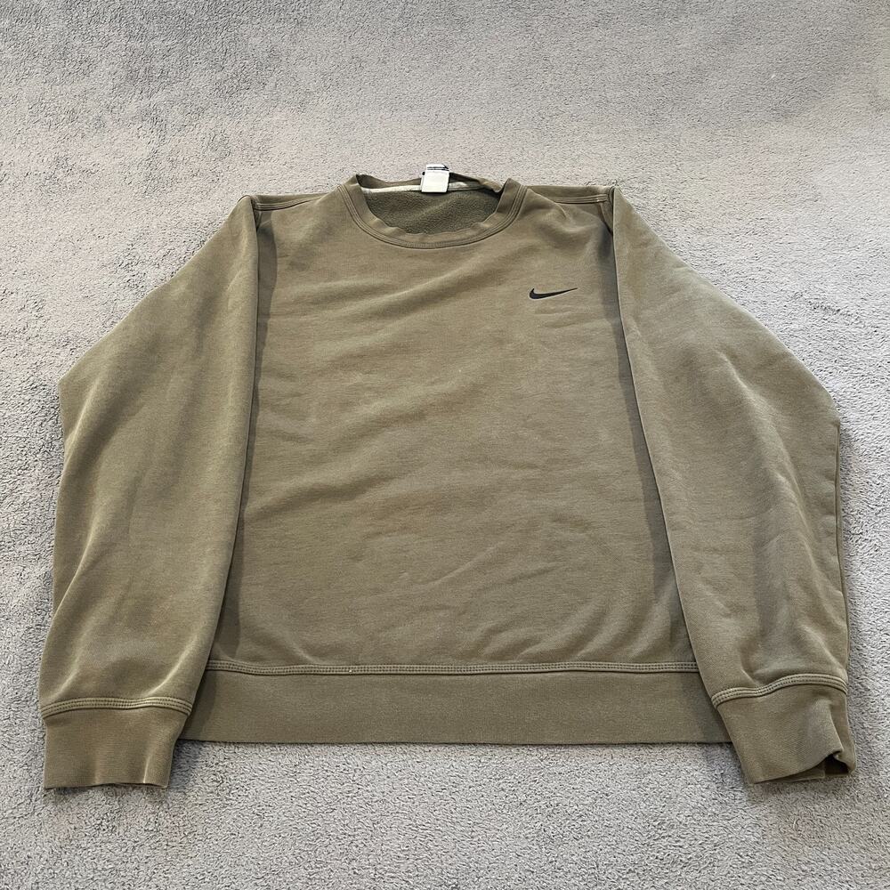 Nike Green Logo Crewneck Long Sleeve Pullover Cozy Sweatshirt Men's Size XL